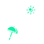 Benefit-Icon mit Bergen, Sonne und Sonnenstuhl