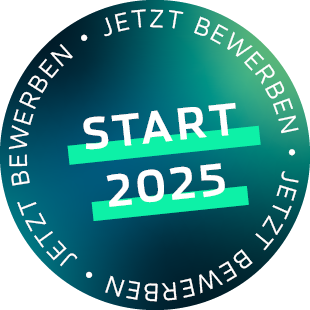 Button mit Start 2025 und jetzt bewerben